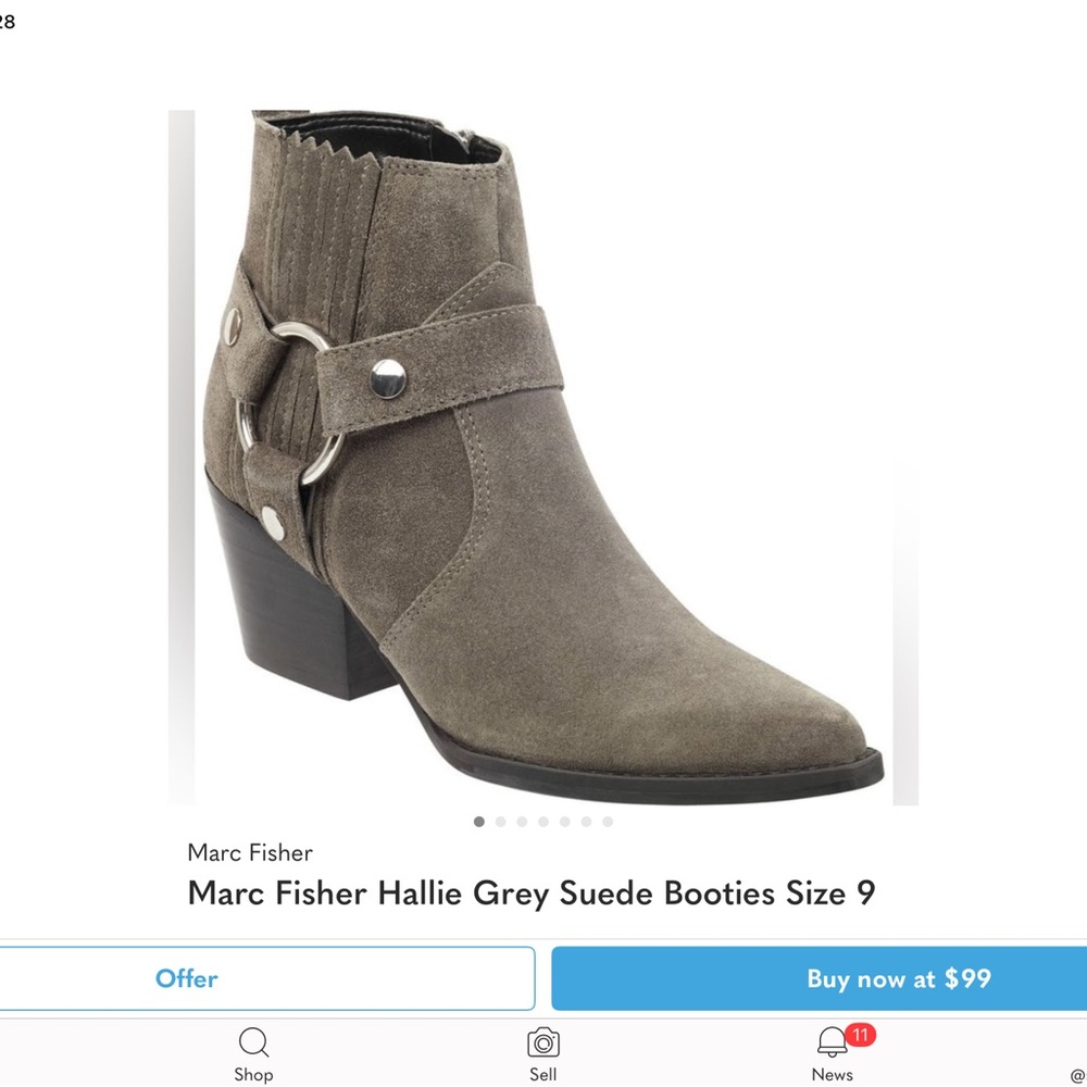 Marc Fisher Hallie Gray Suede Ankle Boot size 7